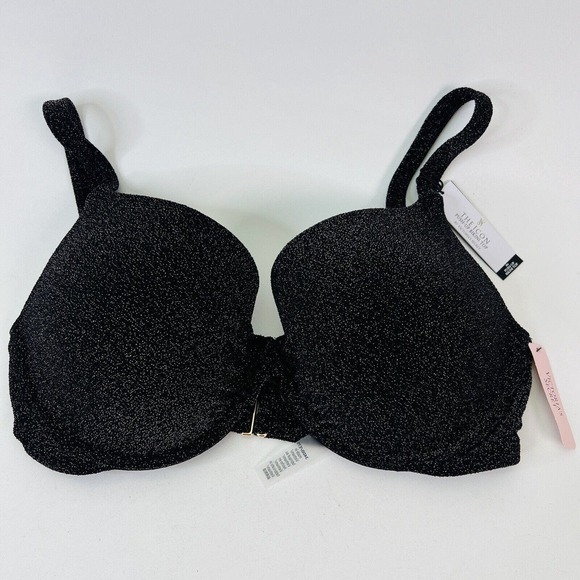 Victoria's Secret The Icon Push Up‎ Bikini Top Padded Bra 34DD Black - Picture 1 of 9